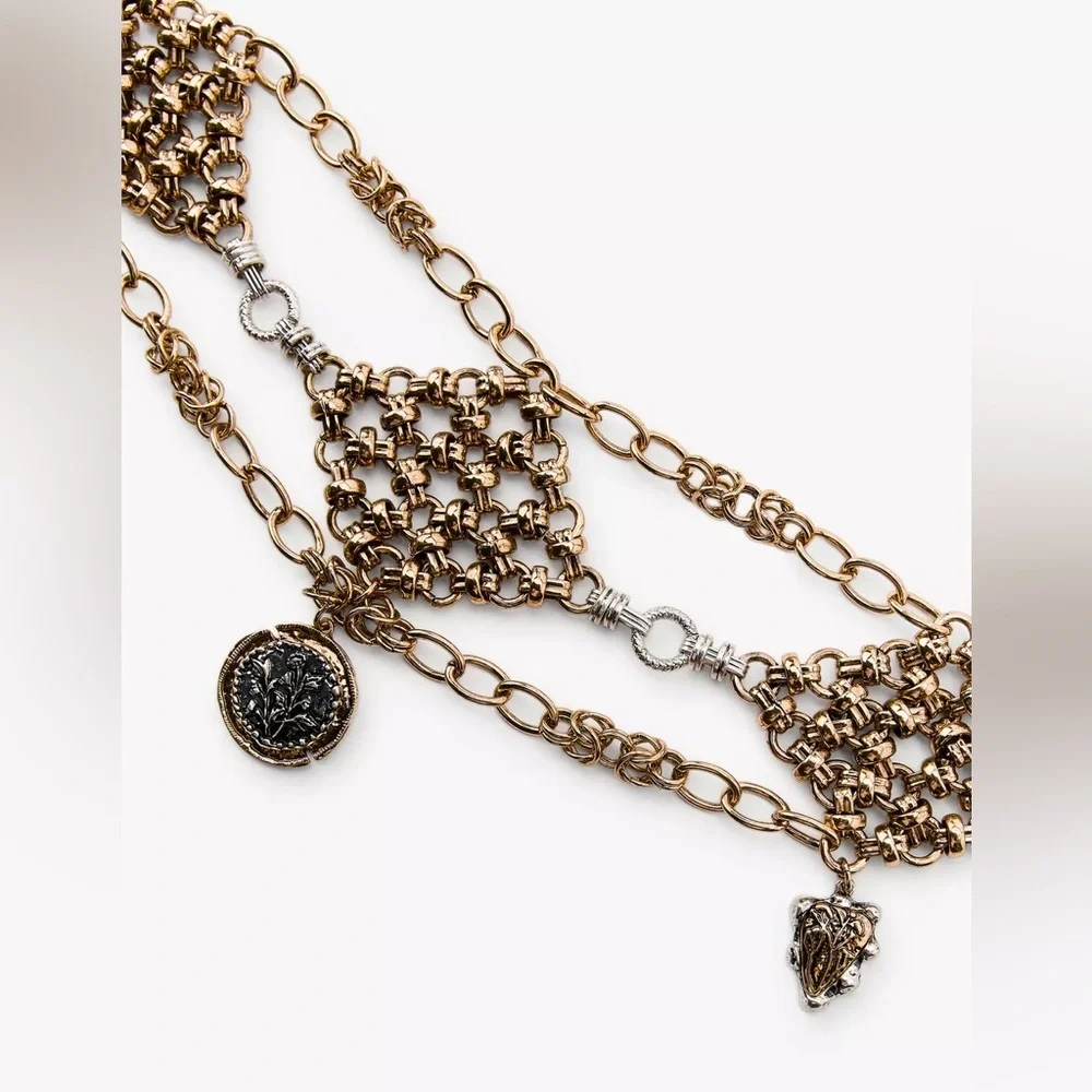 Zara RHOMBUS MEDALLION Gold Silver METAL BELT